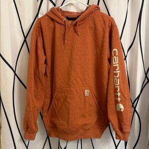Good Condition Carhartt Men's Orange Hoodie - Medium